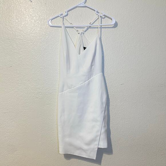 BCBG Maxazria Little White Dress Asymmetrical Mini Dress Size 2 - Picture 1 of 7